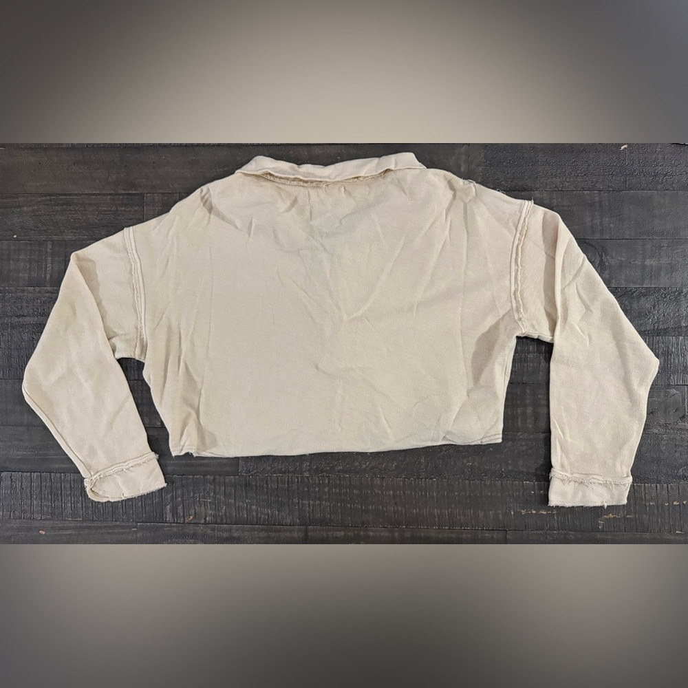 Free People We The Free Kitty Pullover Cropped Quarter Zip Sweatshirt S Boho - Picture 5 of 6